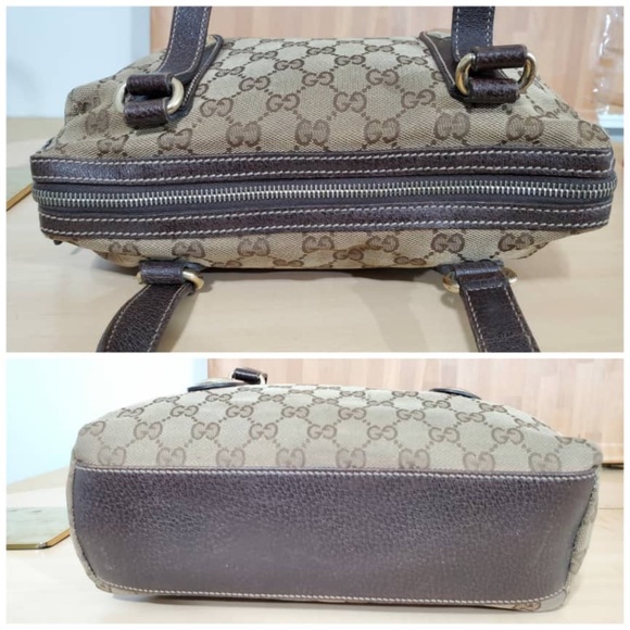 Authentic GUCCI Beige/Brown GG Canvas Charmy Boston Bag - Picture 4 of 11